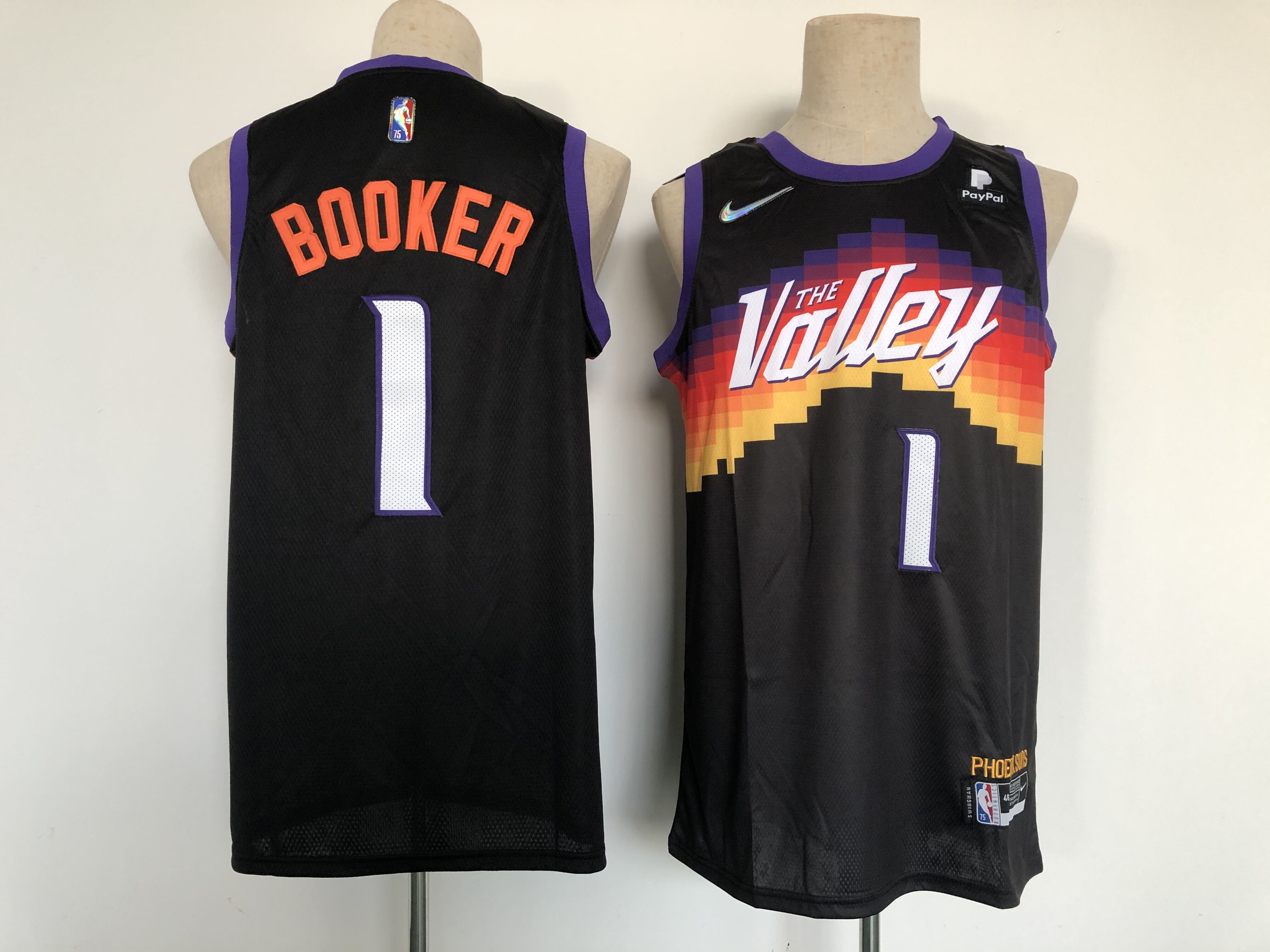 2022 NBA Men Phoenix Suns 1 Booker Black Nike city edition Jersey